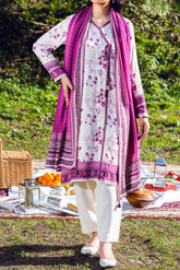 WISTERIA - Peach Printed Unstitched Suit 3 Pc - 3188